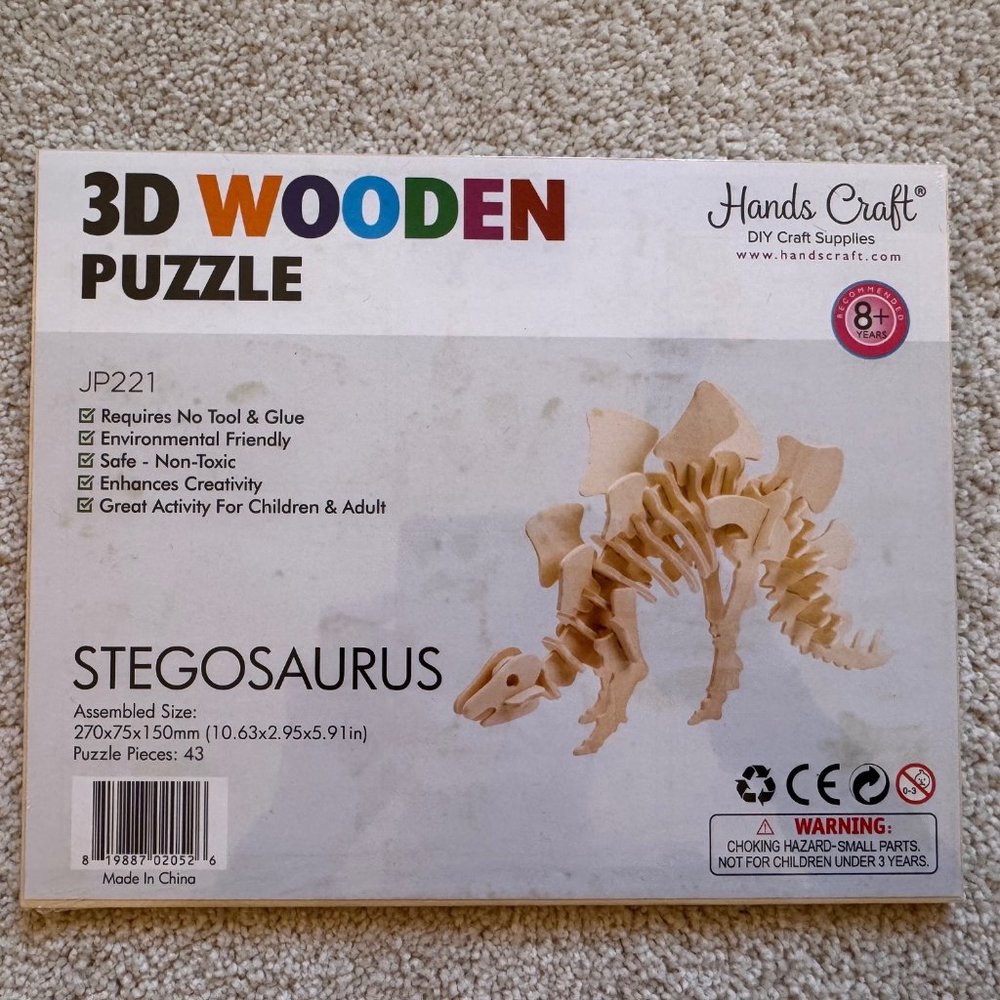 NEW! DIY 3D Dinosaur Wooden Puzzle